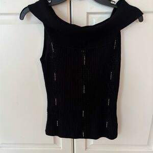 Yuka Black Sleeveless Ribbed Tank beaded Top Size‎ M